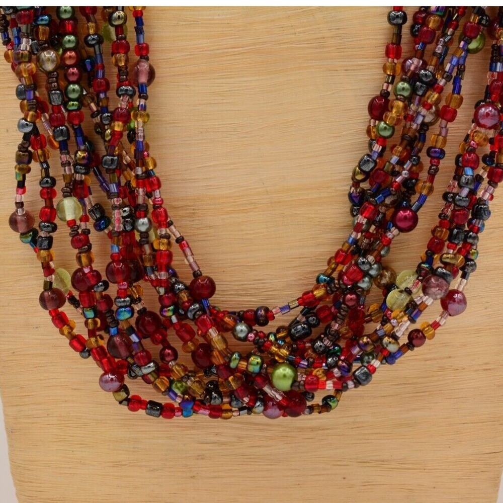 Joan Rivers Vintage Beaded Necklace Multi-Strand Multi-Color Chunky Signed BinG